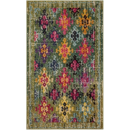 Safavieh 4 x 5 ft. - 7 in. Monaco Power Loomed Rug Small Rectangle - Green & Multi Color MNC244G-4
